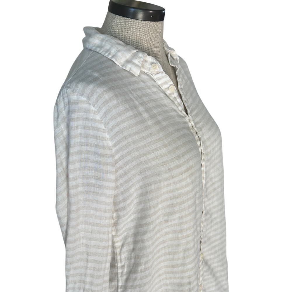 CP Shades Romy Linen Shirt Button Front Neutral Minimalist Lagonlook Stripes - Picture 4 of 9